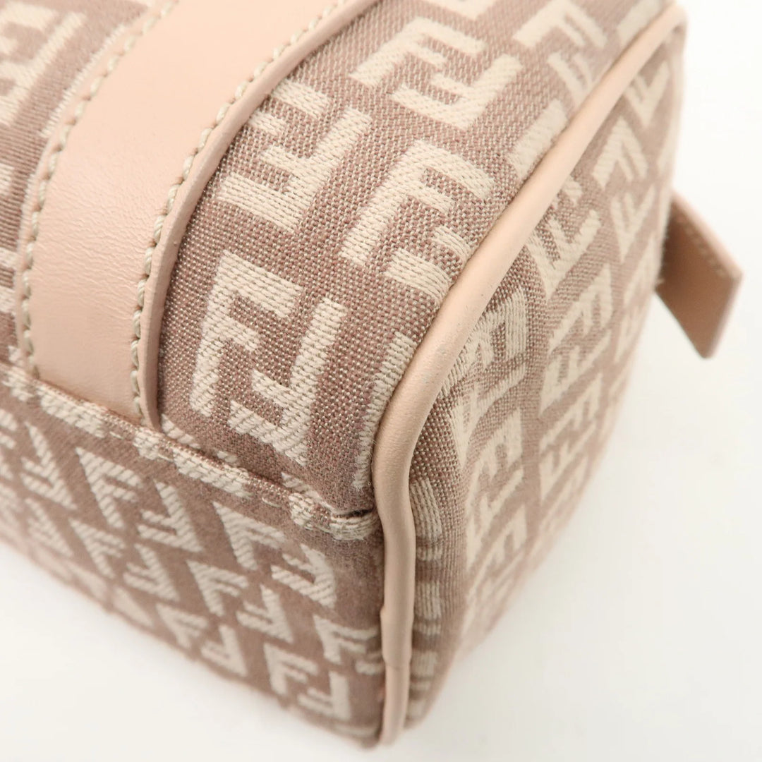 FENDI Zucchino Canvas Leather Mini Boston Bag Pink 8BL071 Used