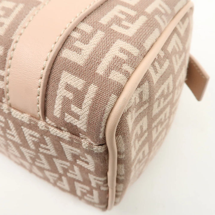 FENDI Zucchino Canvas Leather Mini Boston Bag Pink 8BL071 Used