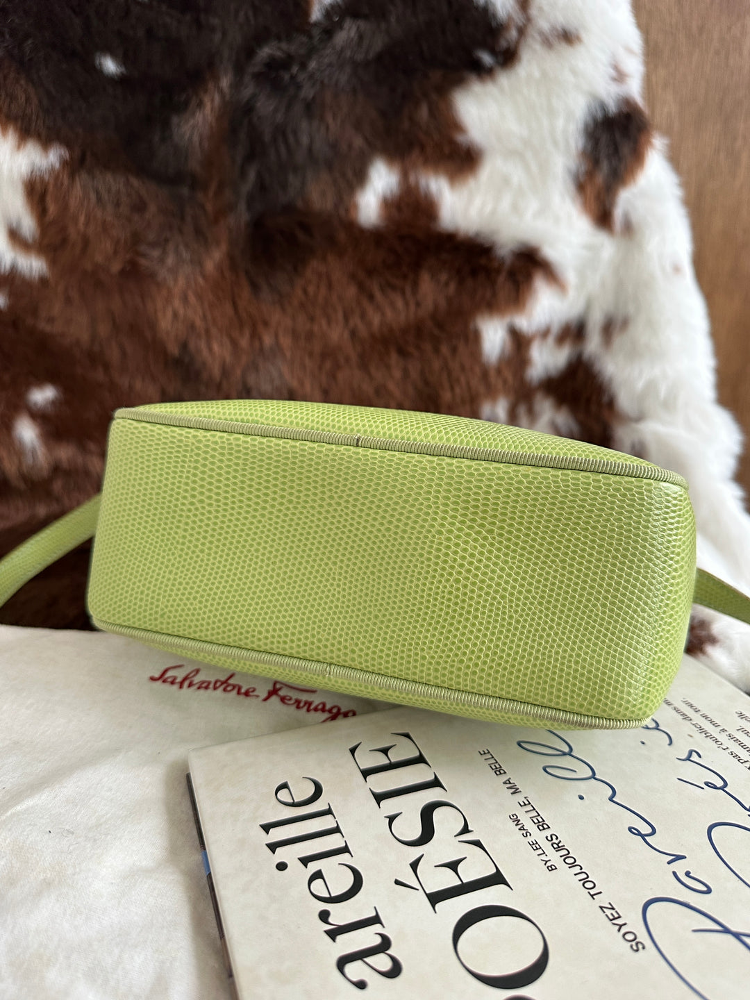 Salvatore Ferragamo Vara Bow Camera Bag 💚｜Lizard-Embossed Texture × Rare Pistachio Green × Full Set Included
