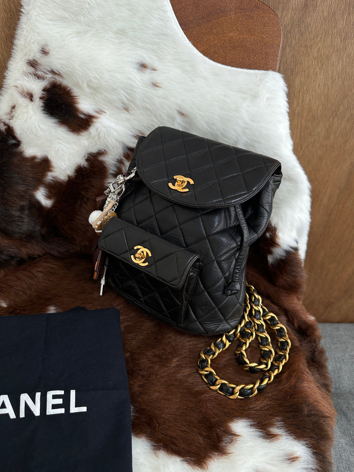 Chanel Duma Quilted Lambskin Backpack 🖤｜Classic CC Turnlock・Vintage Chain Strap・Iconic Quilted Design
