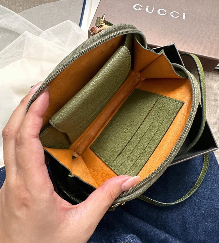 GUCCI Mini Bamboo WOC in Olive Suede｜Collector’s Mini × Timeless Bamboo Accent 🎋