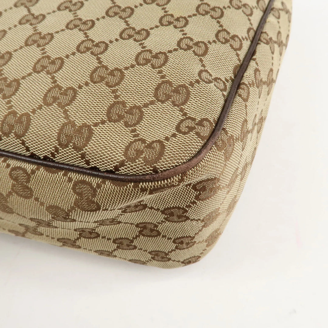 GUCCI Abbey GG Canvas Leather Shoulder Bag Beige Brown 153025 Used