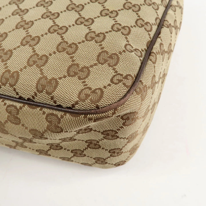 GUCCI Abbey GG Canvas Leather Shoulder Bag Beige Brown 153025 Used