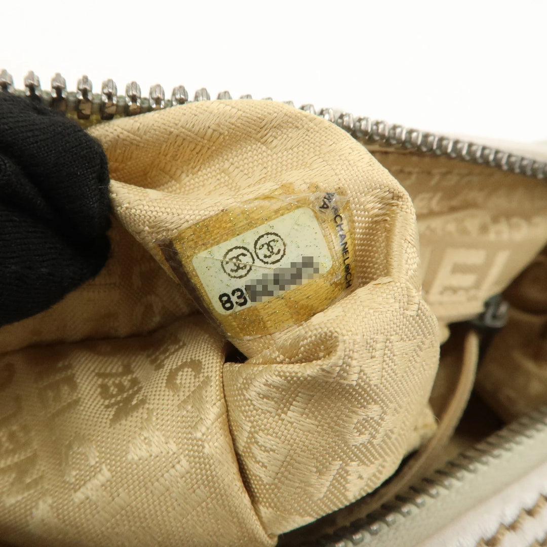 CHANEL Leather Mini Boston Bag Hand Bag Tassel Ivory A23050