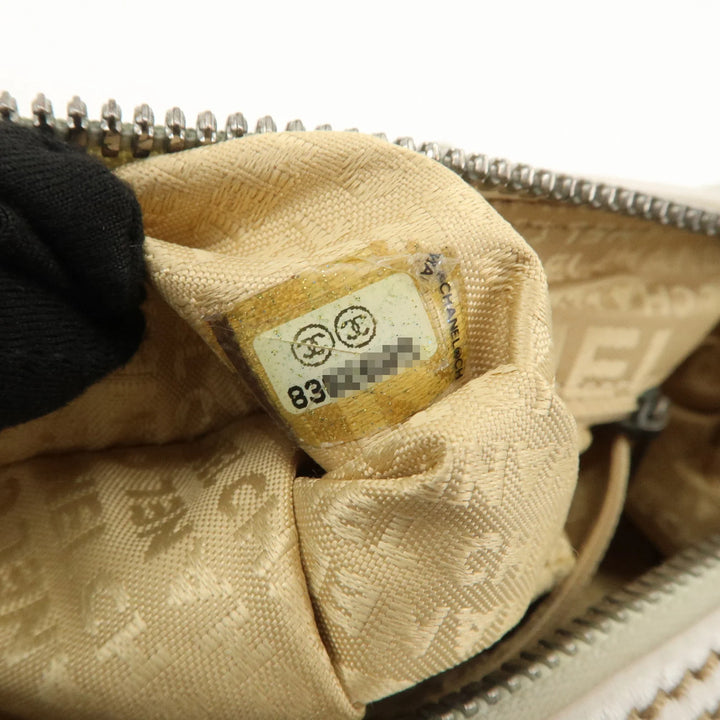 CHANEL Leather Mini Boston Bag Hand Bag Tassel Ivory A23050