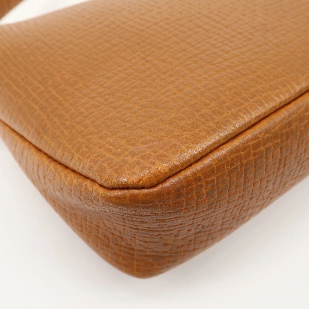 LOEWE Leather Shoulder Bag Brown Silver Hardware