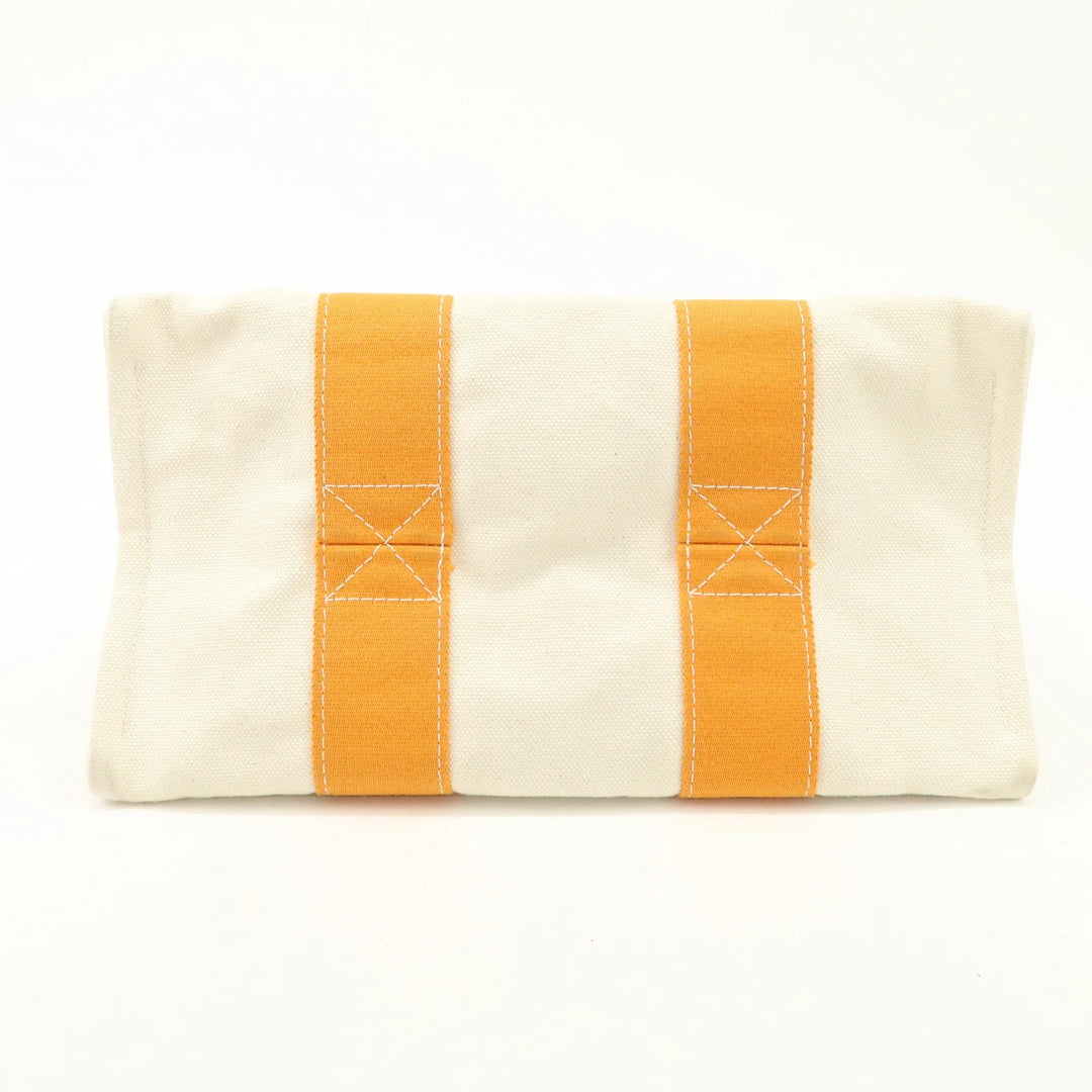 Hermes Bora Bora PM Canvas Tote Bag Hand Bag Ivory Orange Used