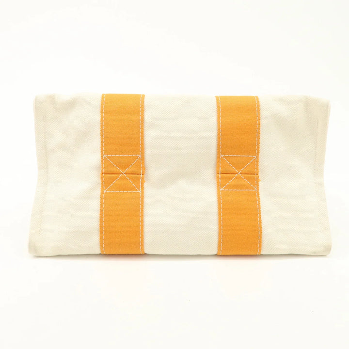 Hermes Bora Bora PM Canvas Tote Bag Hand Bag Ivory Orange Used
