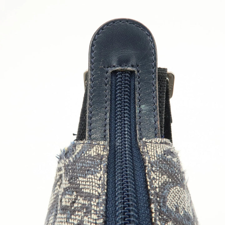 Christian Dior Trotter Canvas Leather Shoulder Bag Navy White Used