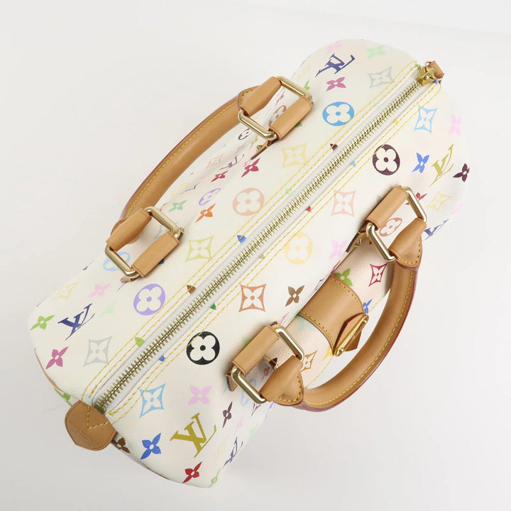 Louis Vuitton Monogram Multicolor Speedy 30 Hand Bag Blanc M92643 Used