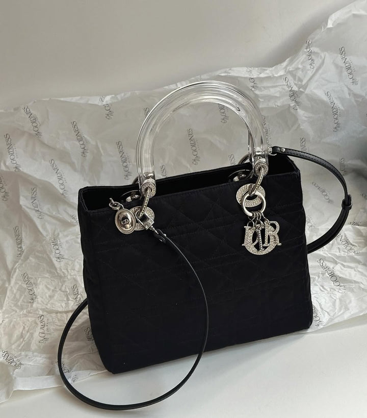 DIOR Lady Dior Special Edition with Transparent Handles & Crystal Charms（Black）｜Dazzling Elegance × Unique Collector’s Piece 🖤✨