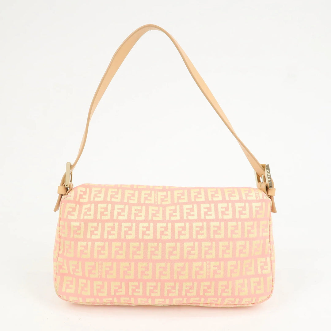 FENDI Mamma Baguette Zucchino Canva Leather Shoulder Bag 8BR000