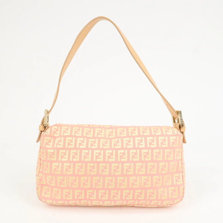 FENDI Mamma Baguette Zucchino Canva Leather Shoulder Bag 8BR000