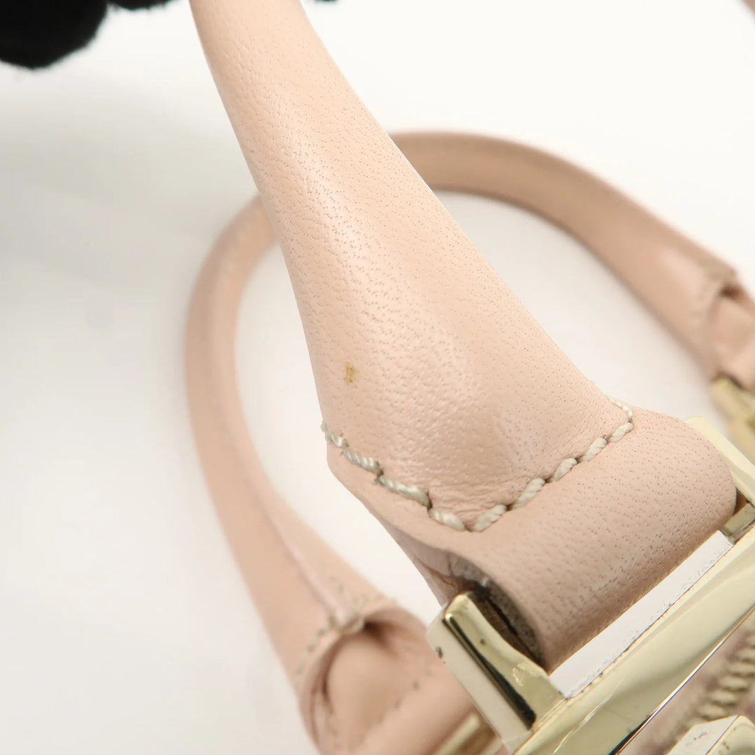 FENDI Zucchino Canvas Leather Mini Boston Bag Pink 8BL071 Used