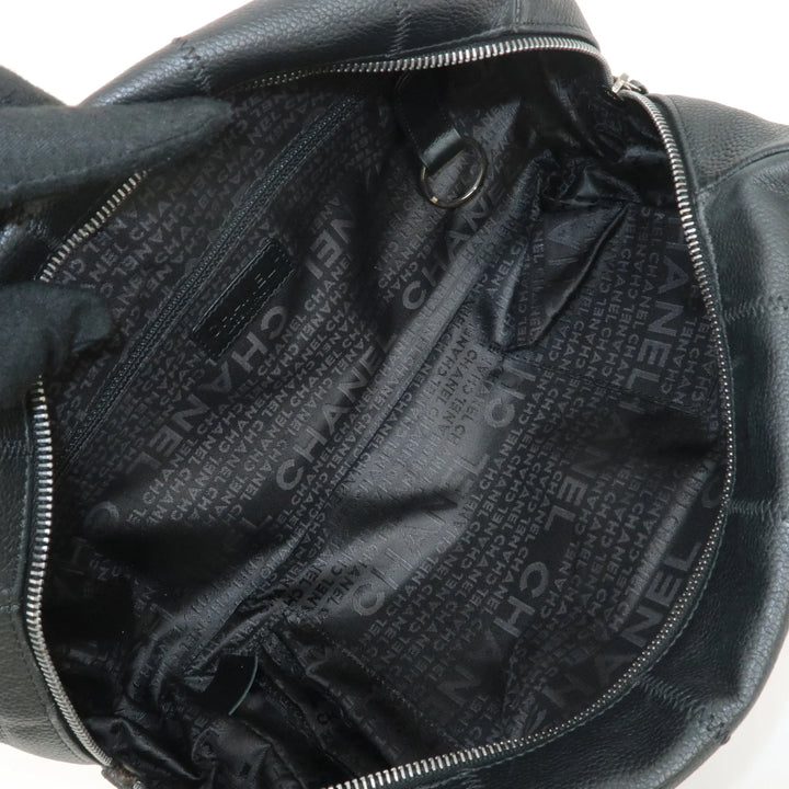 CHANEL Chocolate Bar Lamb Skin Boston Bag Black A26135 Used