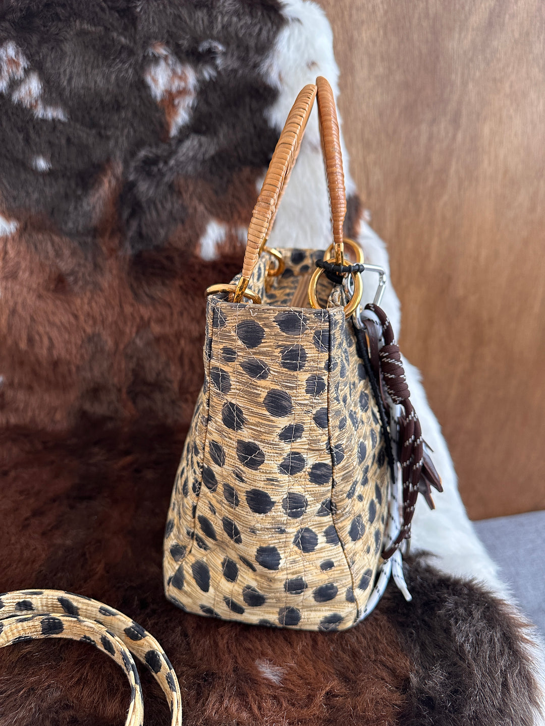 Dior Lady Dior Leopard Print Bag 🐆｜Rare Leopard Print × Woven Cane Handles × Convertible Crossbody Style