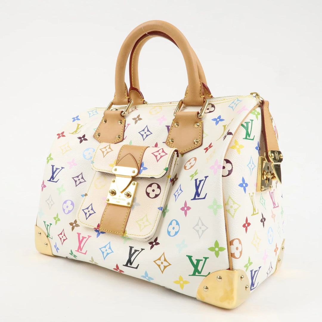 Louis Vuitton Monogram Multicolor Speedy 30 Hand Bag Blanc M92643 Used