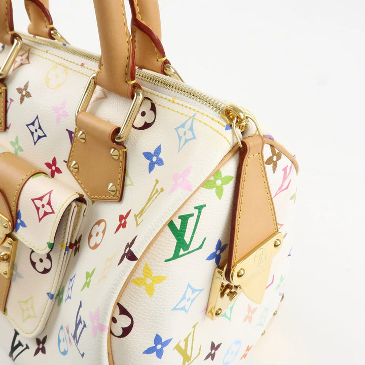 Louis Vuitton Monogram Multicolor Speedy 30 Hand Bag Blanc M92643 Used