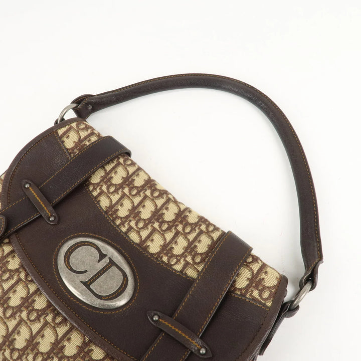 Christian Dior Trotter Canvas Leather Shoulder Bag Brown Used