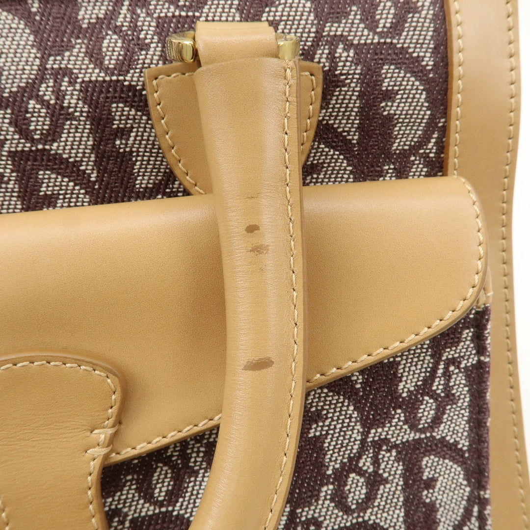 Christian Dior Trotter Jacquard Leather Hand Bag Brown Gold HDW