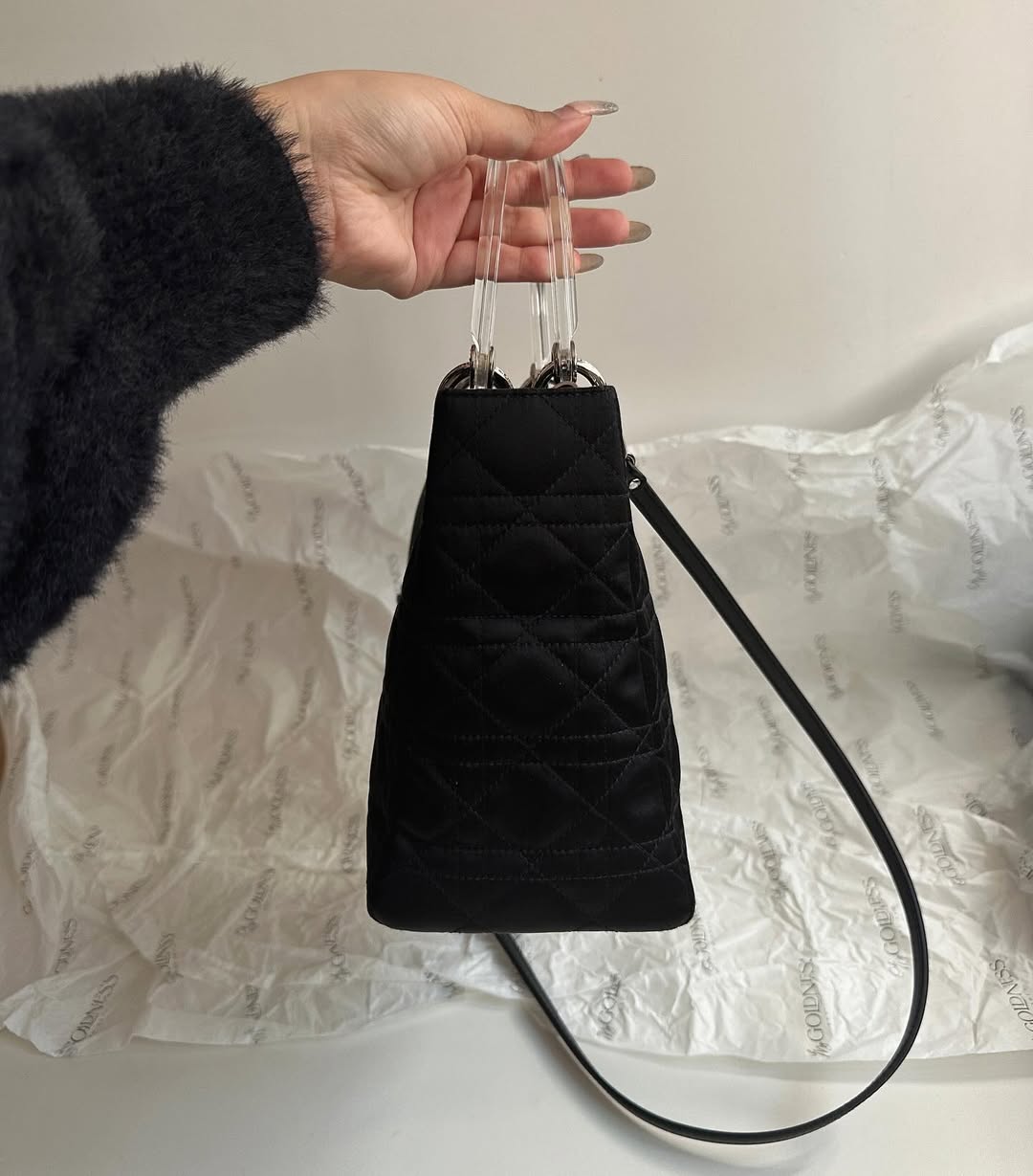 DIOR Lady Dior Special Edition with Transparent Handles & Crystal Charms（Black）｜Dazzling Elegance × Unique Collector’s Piece 🖤✨