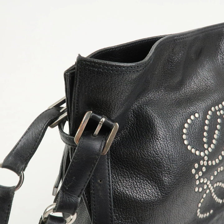 LOEWE Anagram Studs Logo Leather Shoulder Bag Crossbody Bag Black