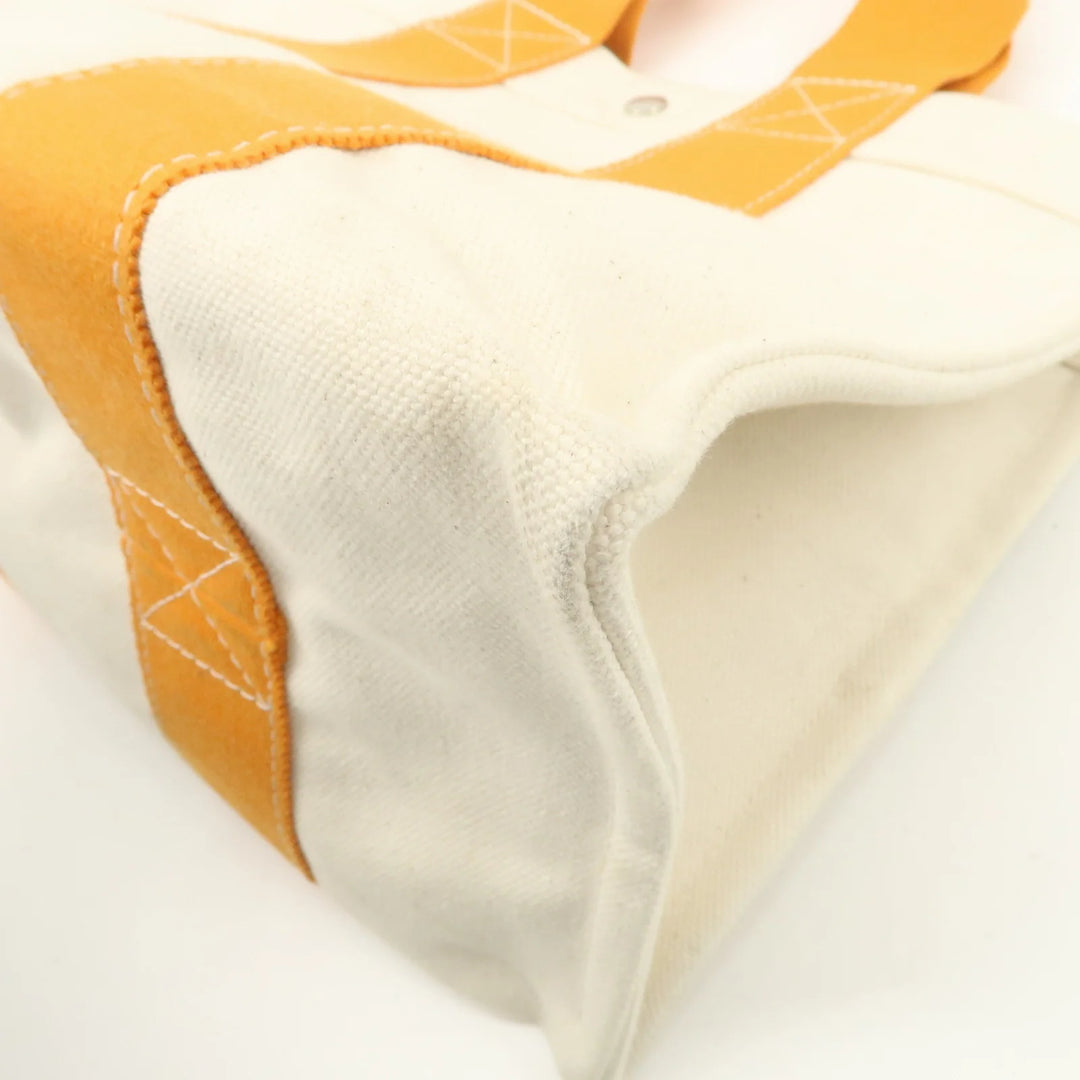 Hermes Bora Bora PM Canvas Tote Bag Hand Bag Ivory Orange Used