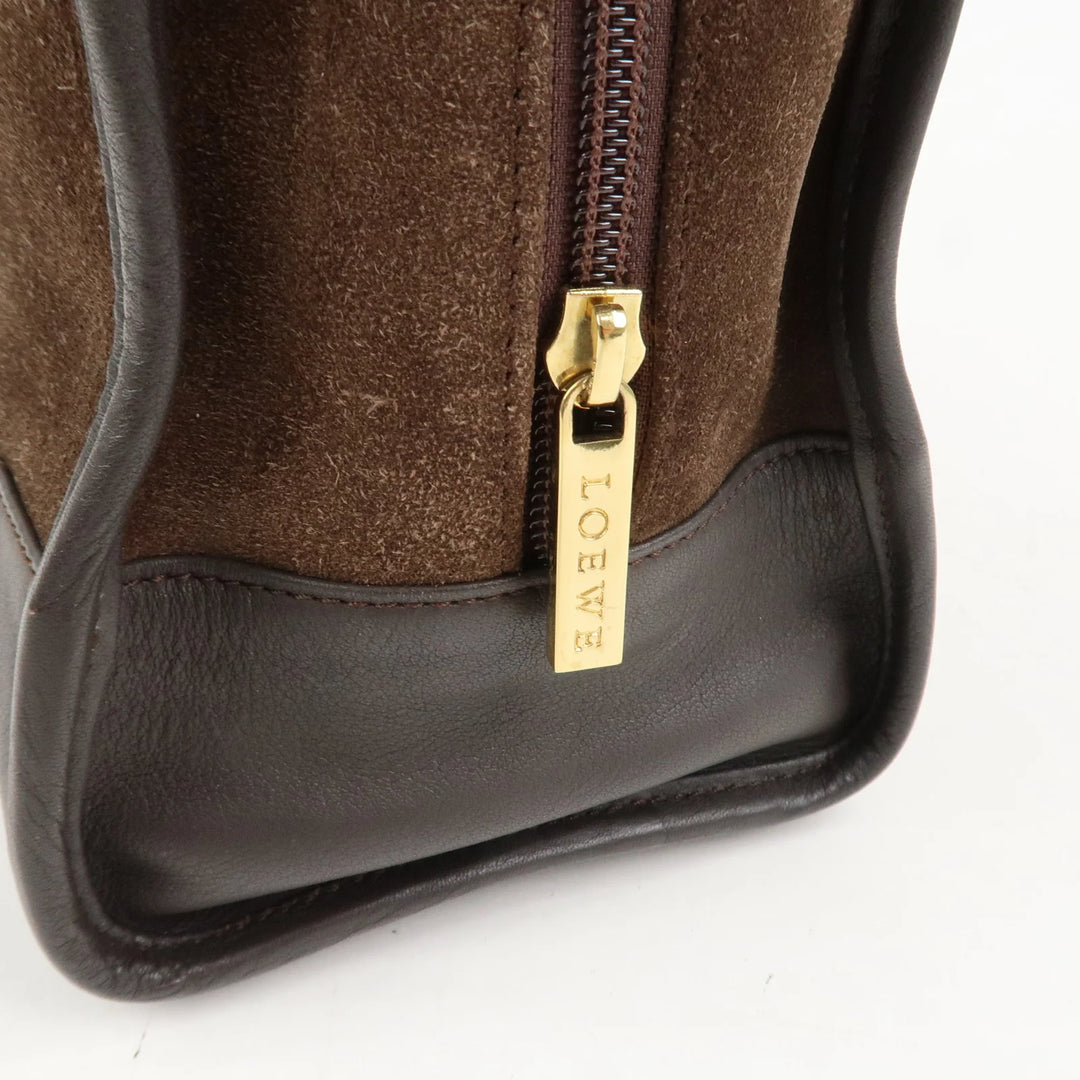 LOEWE Anagram Suede Leather Amazona 28 Hand Bag Brown