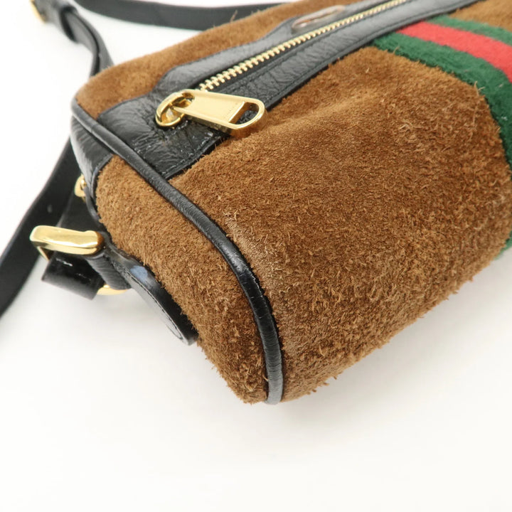 GUCCI Ophidia Sherry Suede Patent Leather Shoulder Bag Brown 573321