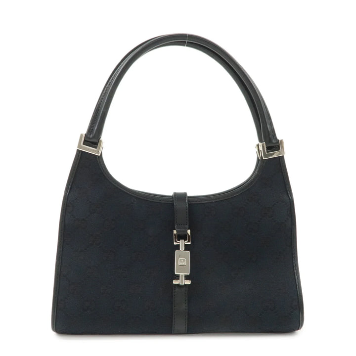 GUCCI Jackie GG Canvas Leather Shoulder Bag Hand Bag Black 002.1068