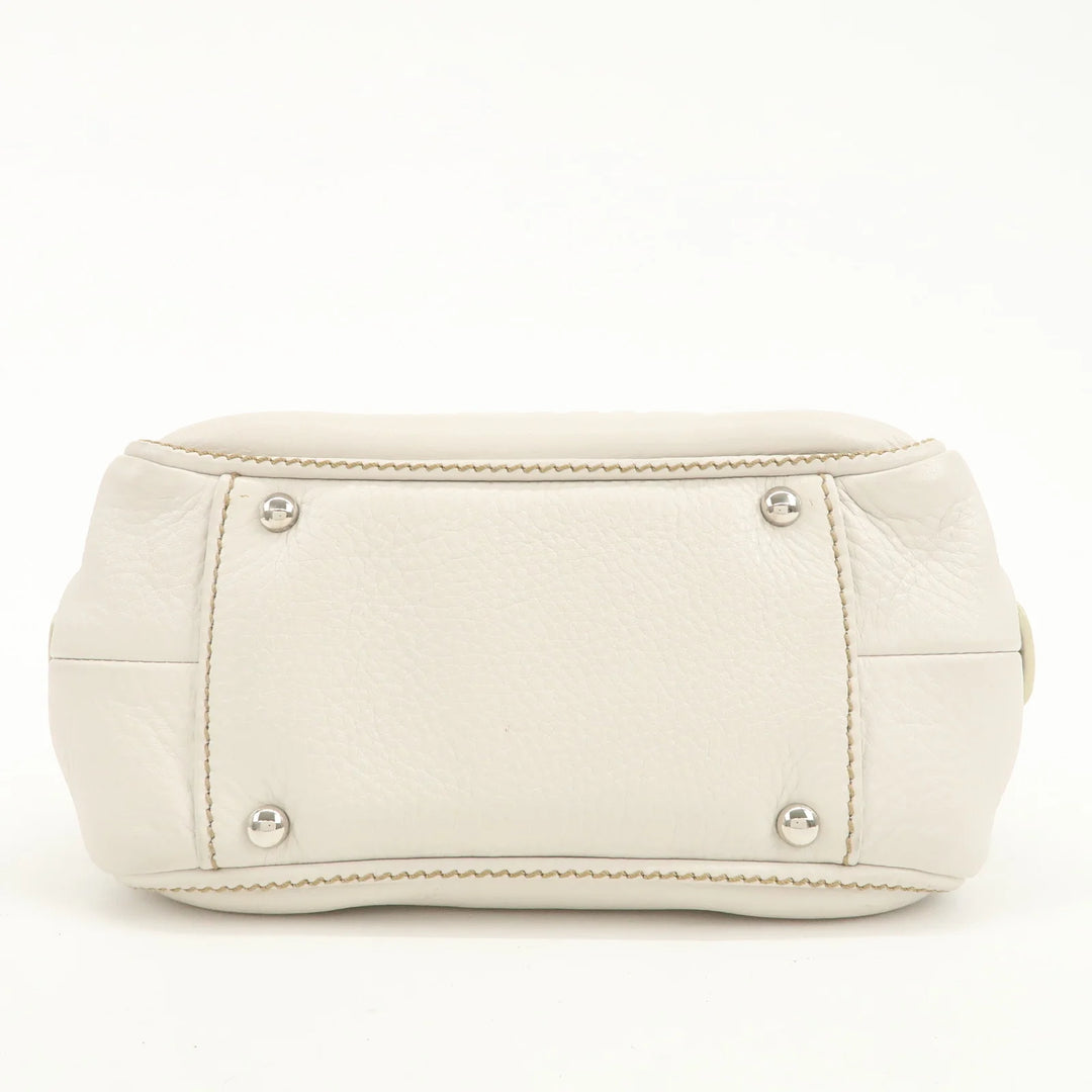 CHANEL Leather Mini Boston Bag Hand Bag Tassel Ivory A23050