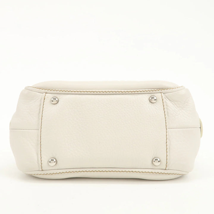 CHANEL Leather Mini Boston Bag Hand Bag Tassel Ivory A23050