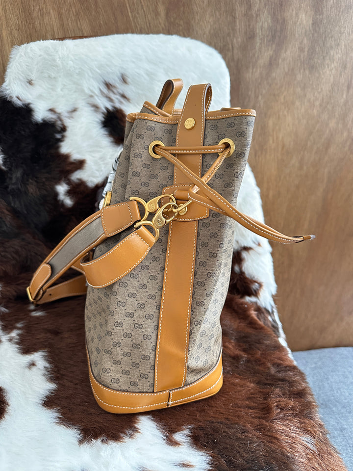 Gucci Monogram Bucket Bag 🤎💛｜Classic GG Canvas・2 Straps Set・Vintage Chic