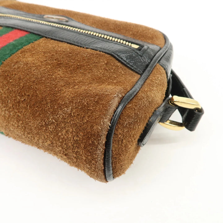GUCCI Ophidia Sherry Suede Patent Leather Shoulder Bag Brown 573321