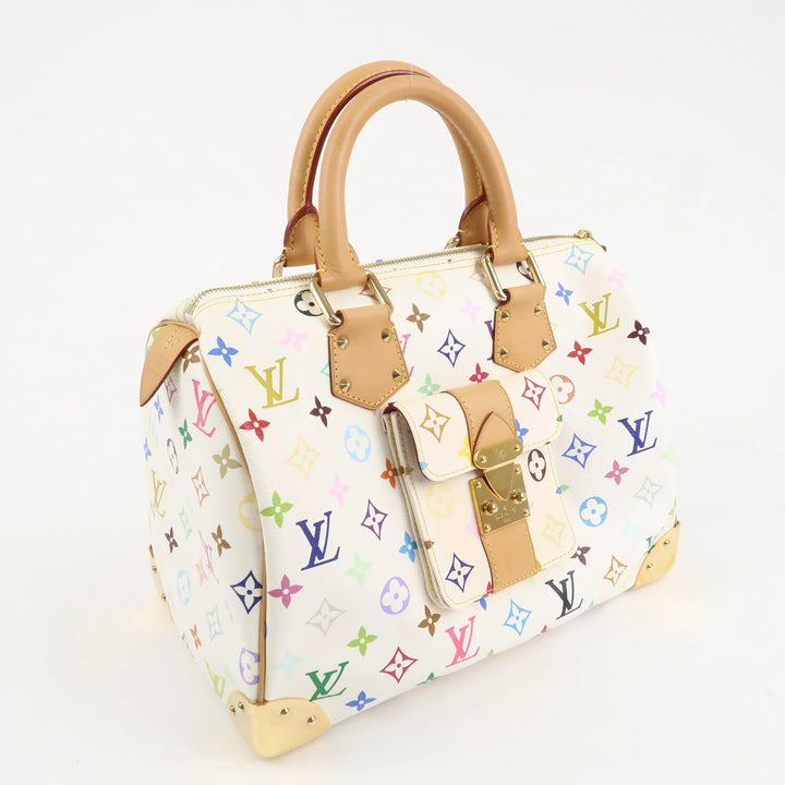 Louis Vuitton Monogram Multicolor Speedy 30 Hand Bag Blanc M92643 Used