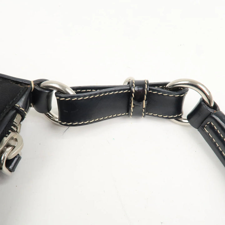PRADA Triangle Logo Nylon Leather Shoulder Bag Black BR2840