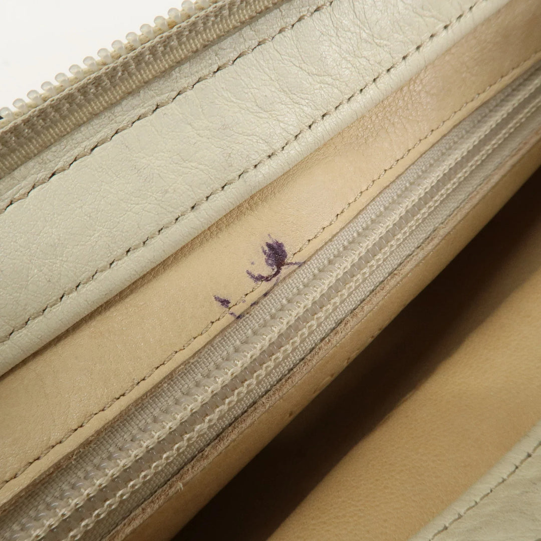 LOEWE Anagram Leather Suede Shoulder Bag Hand Bag Beige Ivory