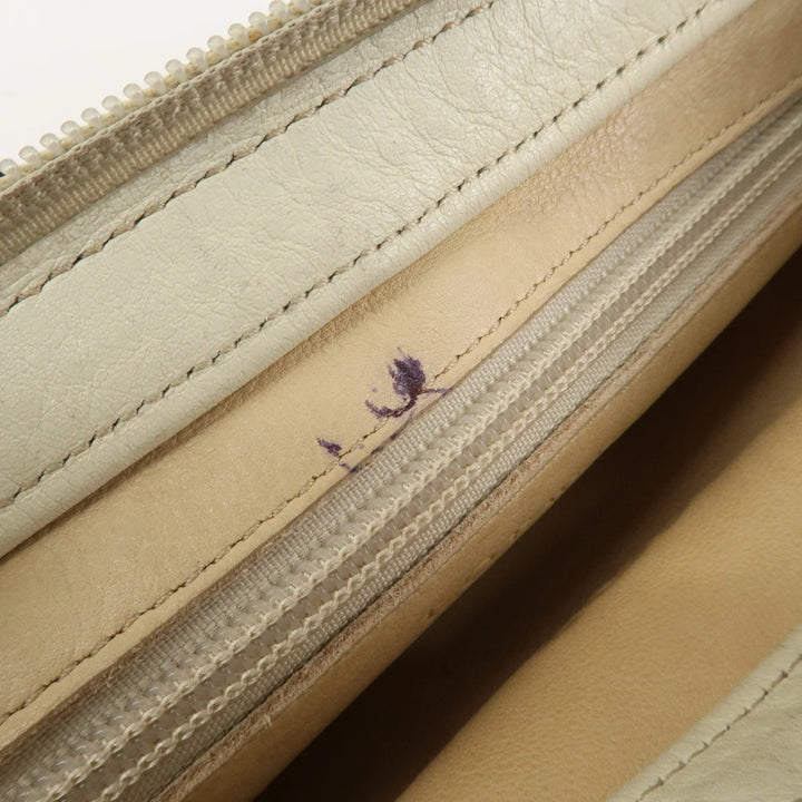 LOEWE Anagram Leather Suede Shoulder Bag Hand Bag Beige Ivory