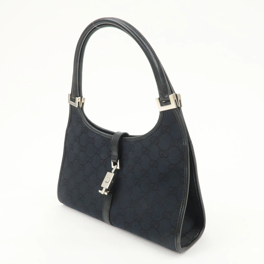 GUCCI Jackie GG Canvas Leather Shoulder Bag Hand Bag Black 002.1068