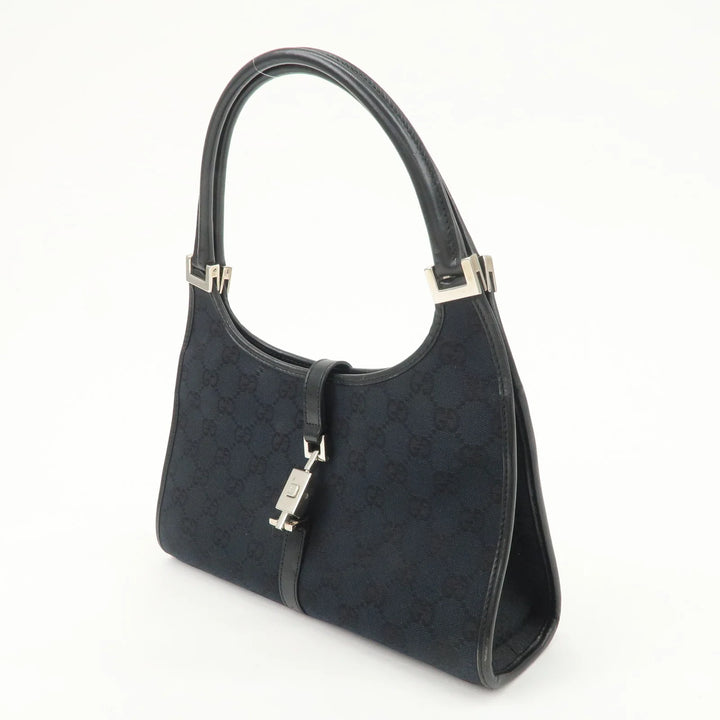GUCCI Jackie GG Canvas Leather Shoulder Bag Hand Bag Black 002.1068
