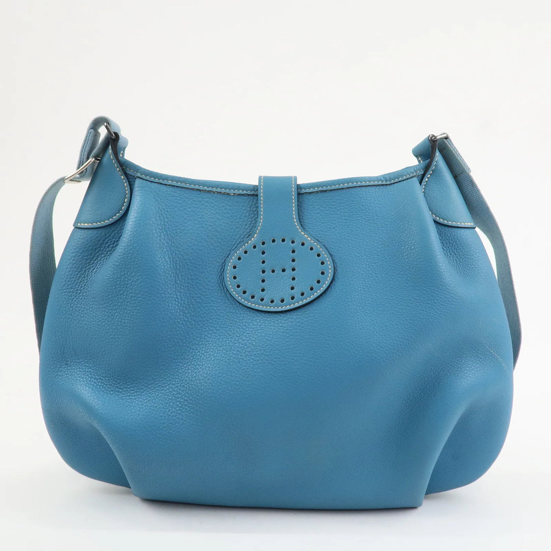 Hermes Leather Rodeo Du Shoulder Bag H Logo Light Blue