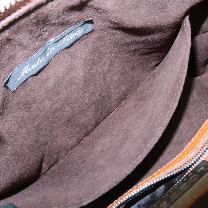 LOEWE Leather Shoulder Bag Brown Silver Hardware