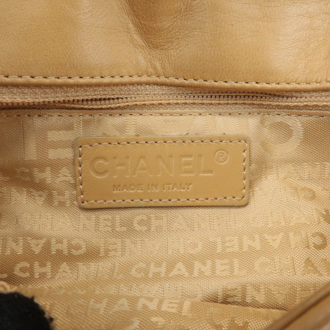 CHANEL Lamb Skin Shoulder Bag Silver Hardware Beige Used