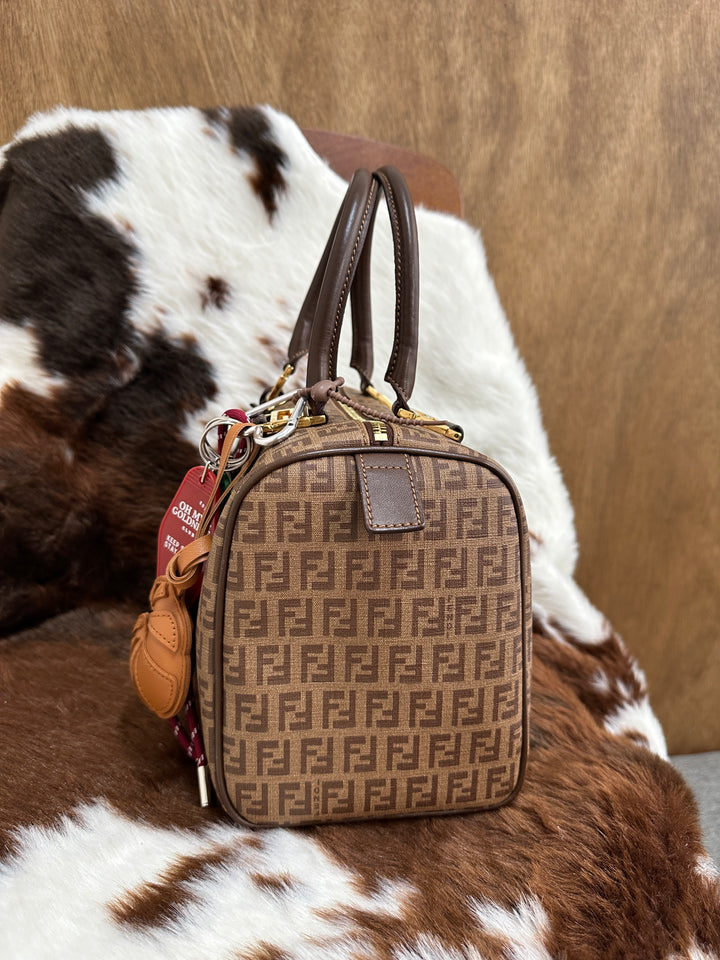 Fendi Zucca Canvas Boston Bag 🤎｜Iconic FF Monogram・Gold Hardware・Rare Vintage Piece