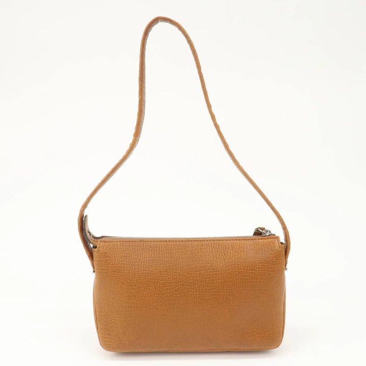 LOEWE Leather Shoulder Bag Brown Silver Hardware