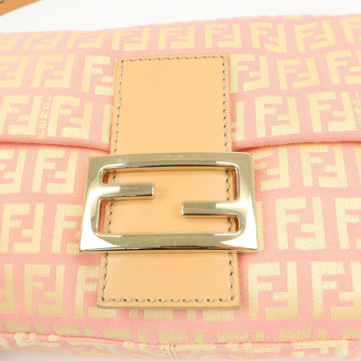 FENDI Mamma Baguette Zucchino Canva Leather Shoulder Bag 8BR000