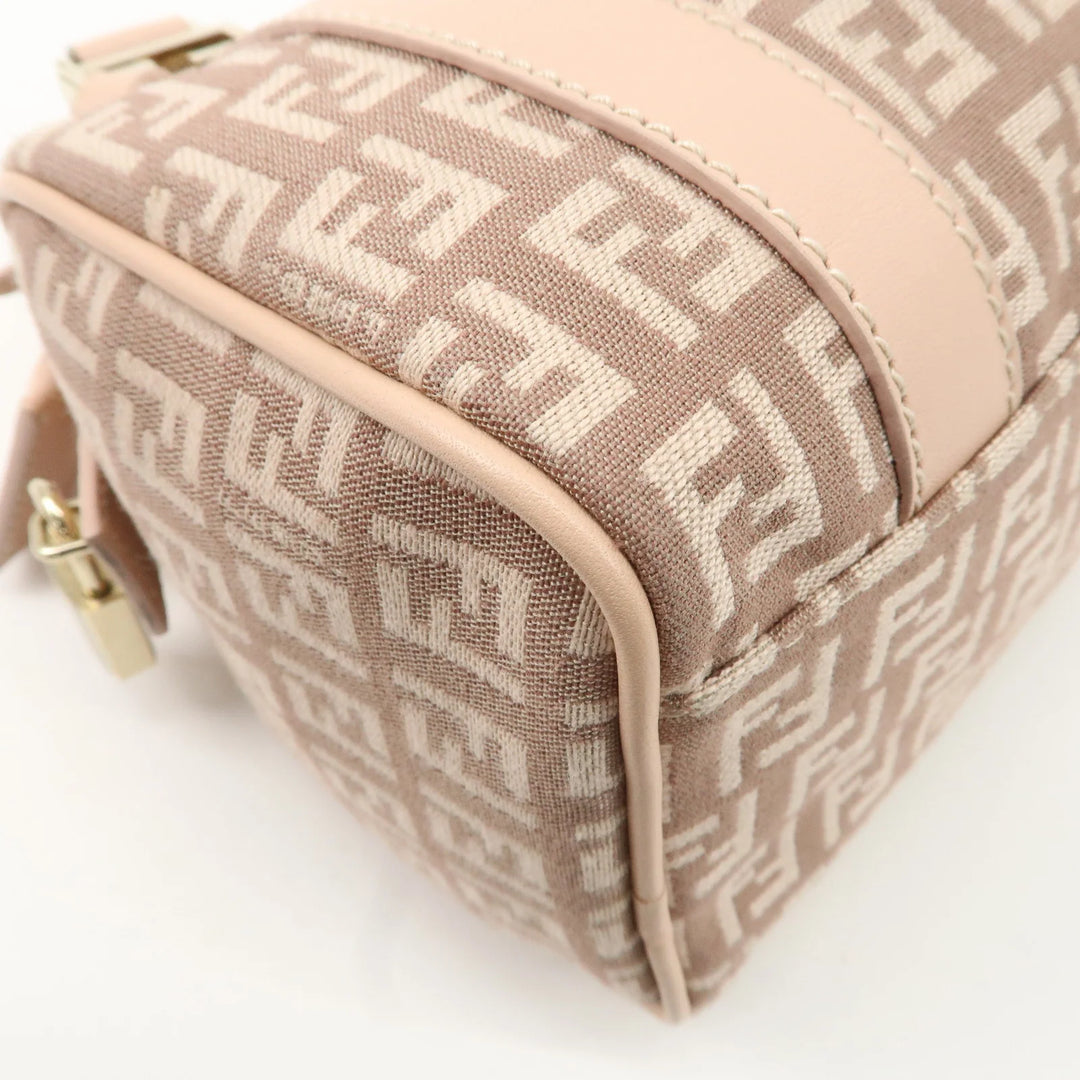FENDI Zucchino Canvas Leather Mini Boston Bag Pink 8BL071 Used