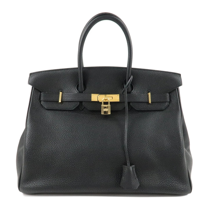 Hermes Togo Birkin 35 H Stamped Hand Bag Black Gold HDW Used