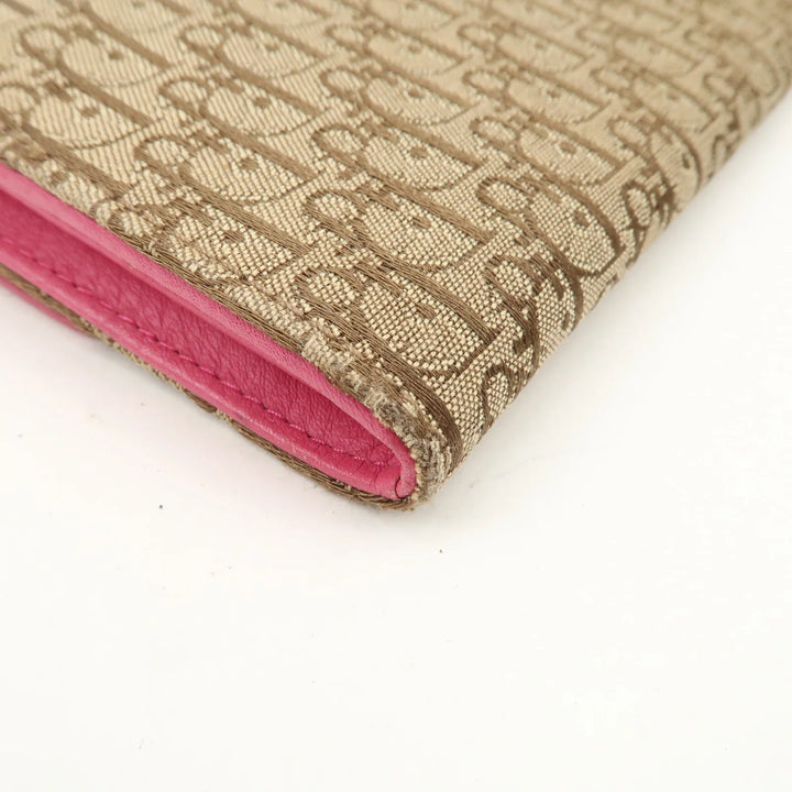 Christian Dior Trotter Street Chic Canvas Leather Long Wallet Pink