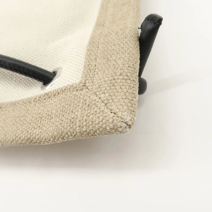 SAINT LAURENT Leather Canvas 2Way Bag Back Pack Natural 710272 Used